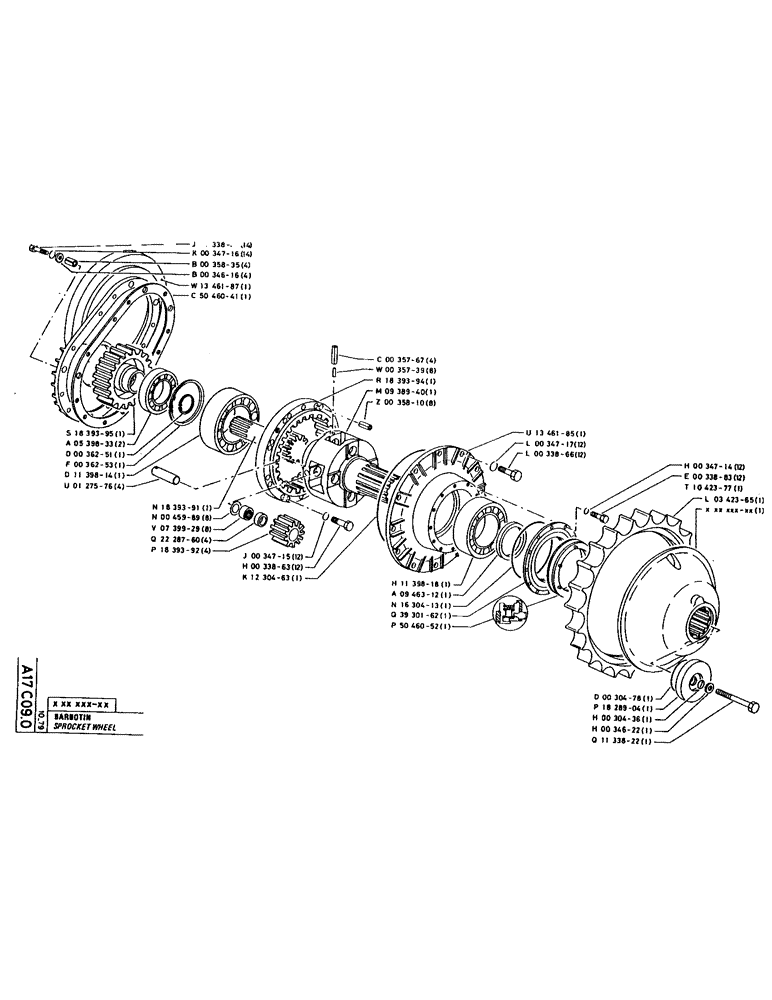 Схема запчастей Case 160CKS - (032) - SPROCKET WHEEL (04) - UNDERCARRIAGE