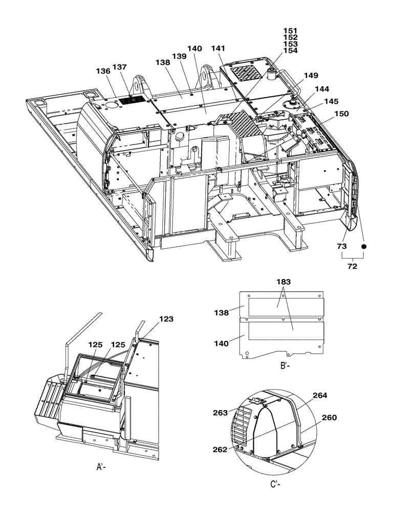 Схема запчастей Case CX350C - (09-005[09]) - COWLING (09) - CHASSIS/ATTACHMENTS