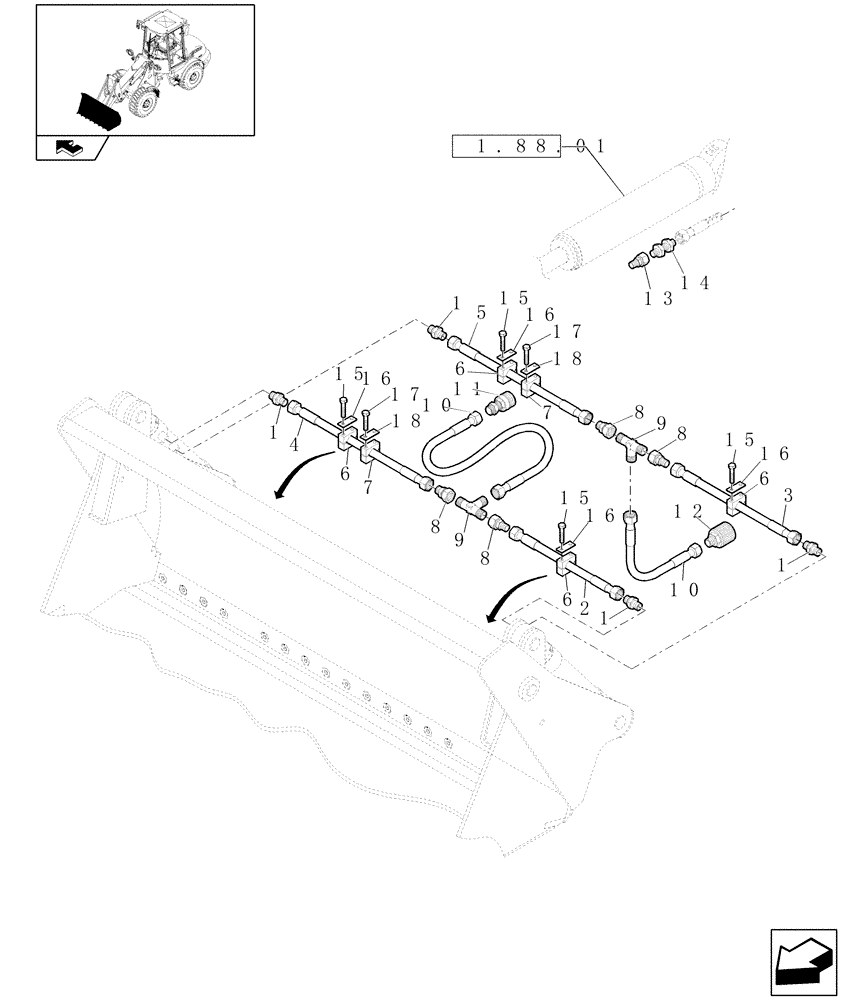 Схема запчастей Case 121E - (070/01[02]) - (0.8M³) X 2050 MM 4 X 1 BUCKET COMPONENTS WITH CUTTING EDGE (09) - LOADER/BACKHOE