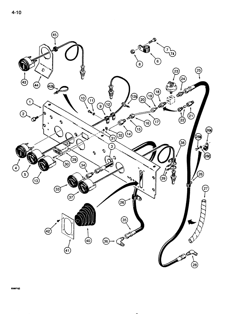 Схема запчастей Case 850D - (4-10) - INSTRUMENT PANEL AND GAUGES (04) - ELECTRICAL SYSTEMS