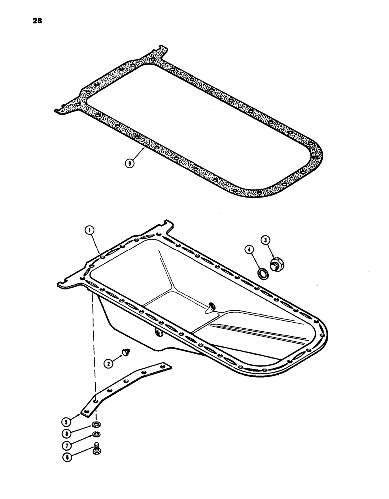 Схема запчастей Case 680E - (028) - OIL PAN, 336BD DIESEL ENGINE (10) - ENGINE