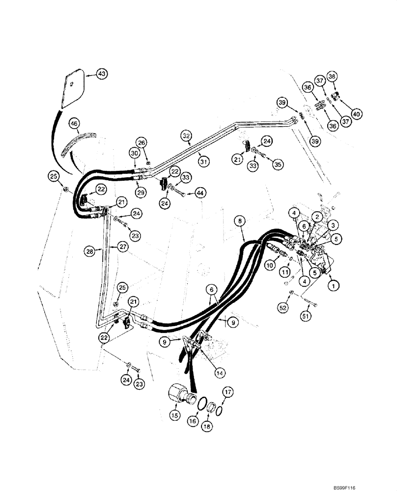 Схема запчастей Case 1845C - (08-09) - HYDRAULICS - AUXILIARY SYSTEM, JAF0143531 - (08) - HYDRAULICS