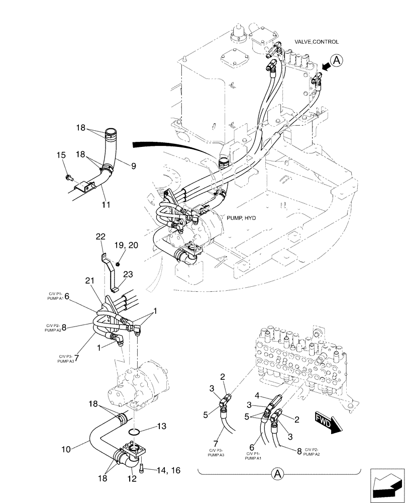 Схема запчастей Case CX50B - (01-028) - HYD LINES, PUMP (35) - HYDRAULIC SYSTEMS