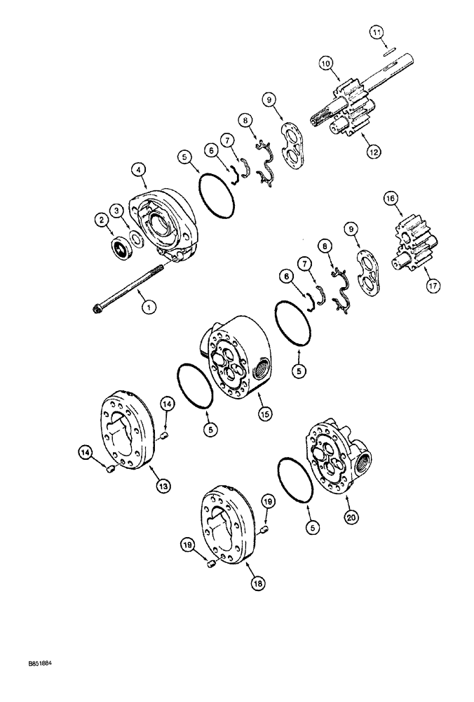 Схема запчастей Case MAXI-SNEAKER - (05-008) - DUAL PUMP ASSEMBLY, H669184, PRIOR TO P.I.N. JAF0136787 (05) - STEERING