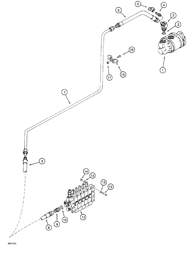 Схема запчастей Case 760 - (08-030) - BASIC HYDRAULIC CIRCUIT, DUAL PUMP TO ATTACHMENT CONTROL VALVE (35) - HYDRAULIC SYSTEMS