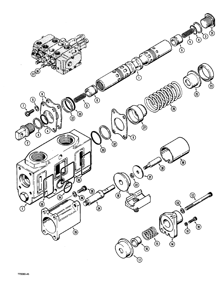 Схема запчастей Case W36 - (8-422) - L70875 AND L70876 LOADER CONTROL VALVE, D76984 BUCKET SECTION (08) - HYDRAULICS