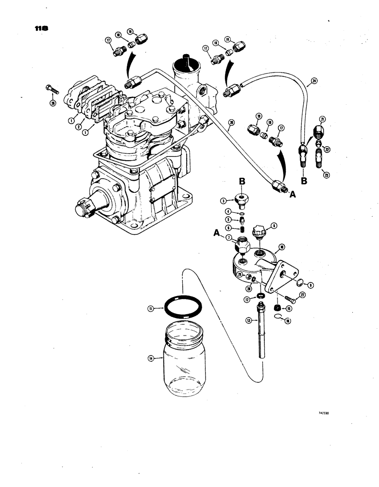 Схема запчастей Case W24B - (118) - ALCOHOL EVAPORATOR (07) - BRAKES