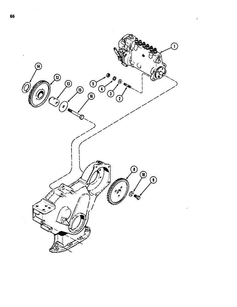 Схема запчастей Case W20 - (066) - INJECTION PUMP DRIVE, 401BD AND 401BDT DIESEL ENGINE (03) - FUEL SYSTEM