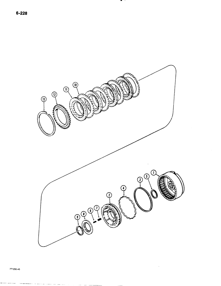 Схема запчастей Case 1450B - (6-228) - TRANSMISSION CLUTCHES (06) - POWER TRAIN