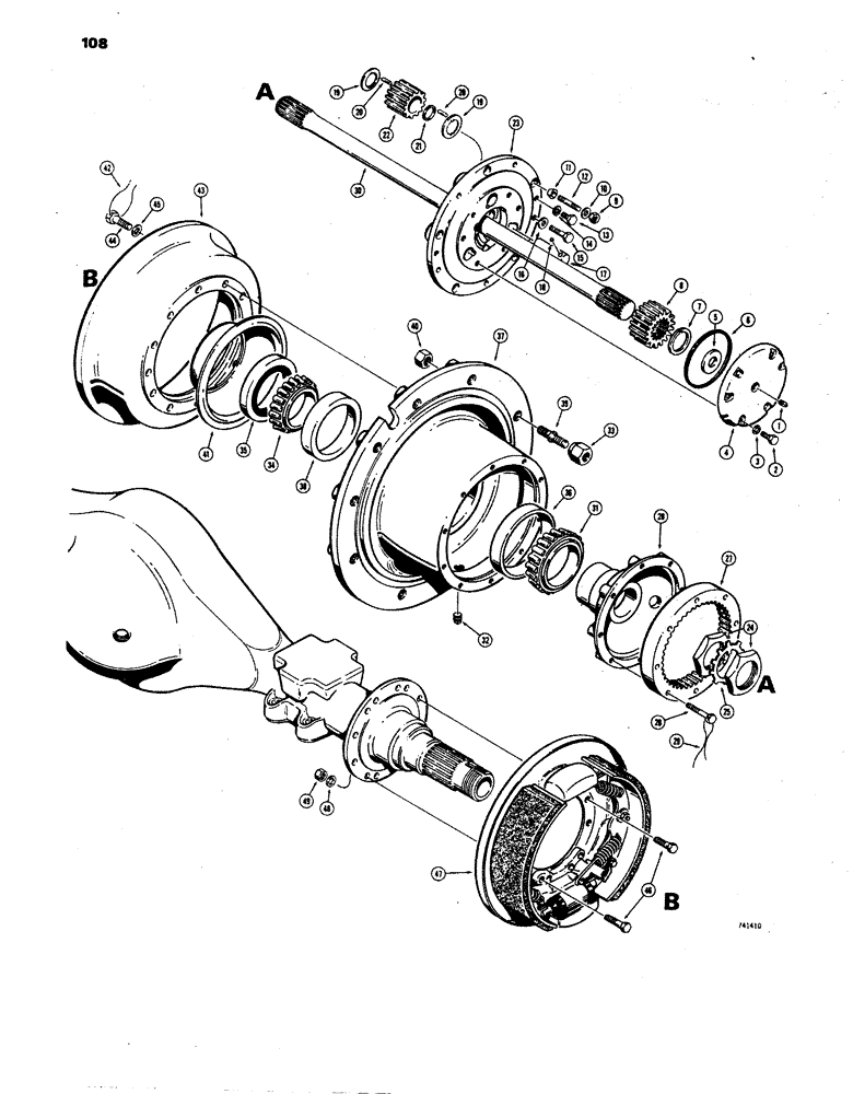 Схема запчастей Case W24B - (108) - REAR AXLE AND PLANETARY (06) - POWER TRAIN