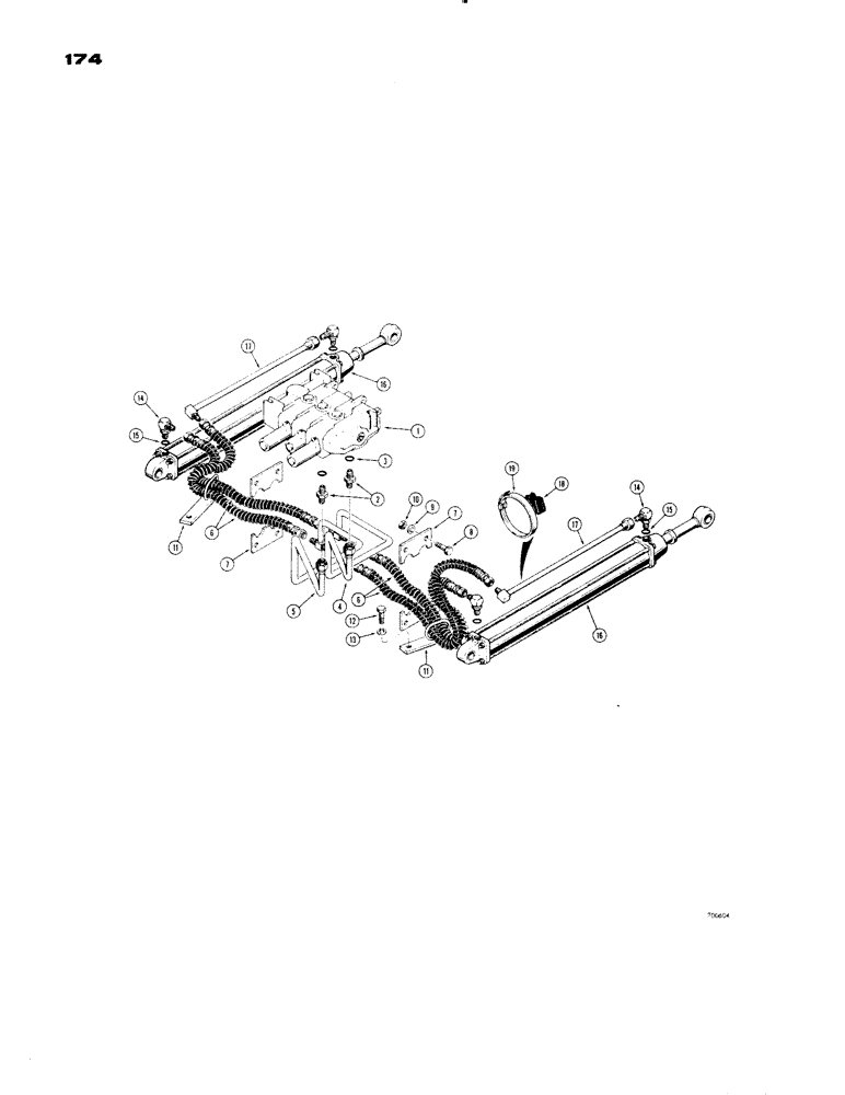 Схема запчастей Case 1150 - (174) - POWER ANGLE TILT DOZER HYDRAULICS, POWER ANGLING CIRCUIT (07) - HYDRAULIC SYSTEM