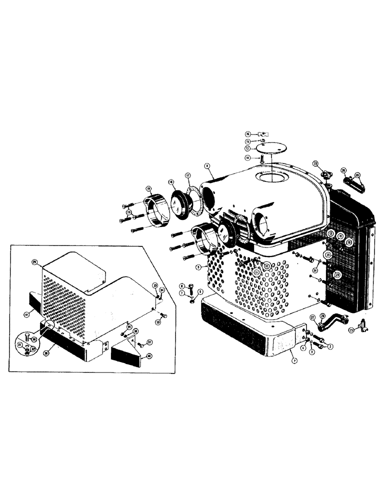 Схема запчастей Case 400 - (078) - RADIATOR, GRILLE, GRILLE CAP, AND BUMPER, (USED FROM S/N 6-1-55) (05) - UPPERSTRUCTURE CHASSIS