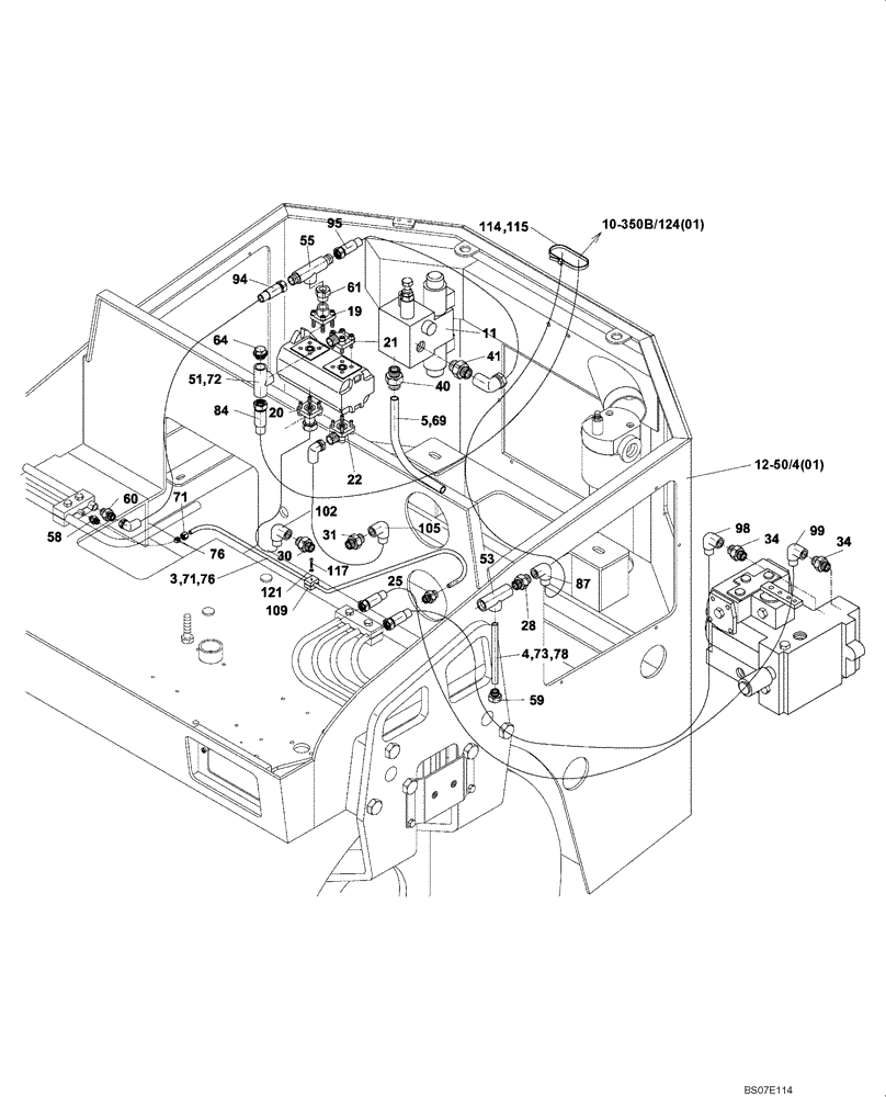 Схема запчастей Case DV204 - (10-350C/4[02]) - HYDRAULIC CIRCUIT, TRAVEL (GROUP 350 C/4) (08) - HYDRAULICS
