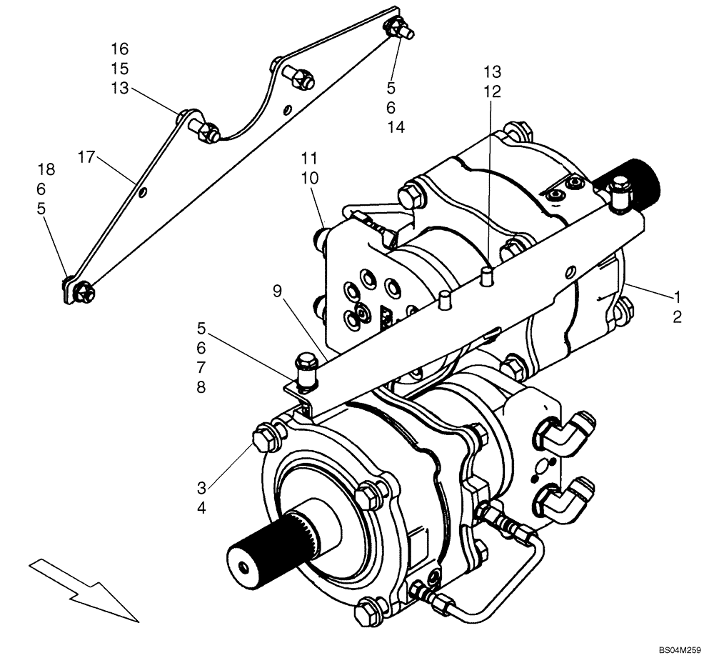 Схема запчастей Case 410 - (06-08) - MOTOR - MOUNTING (EATON) (06) - POWER TRAIN