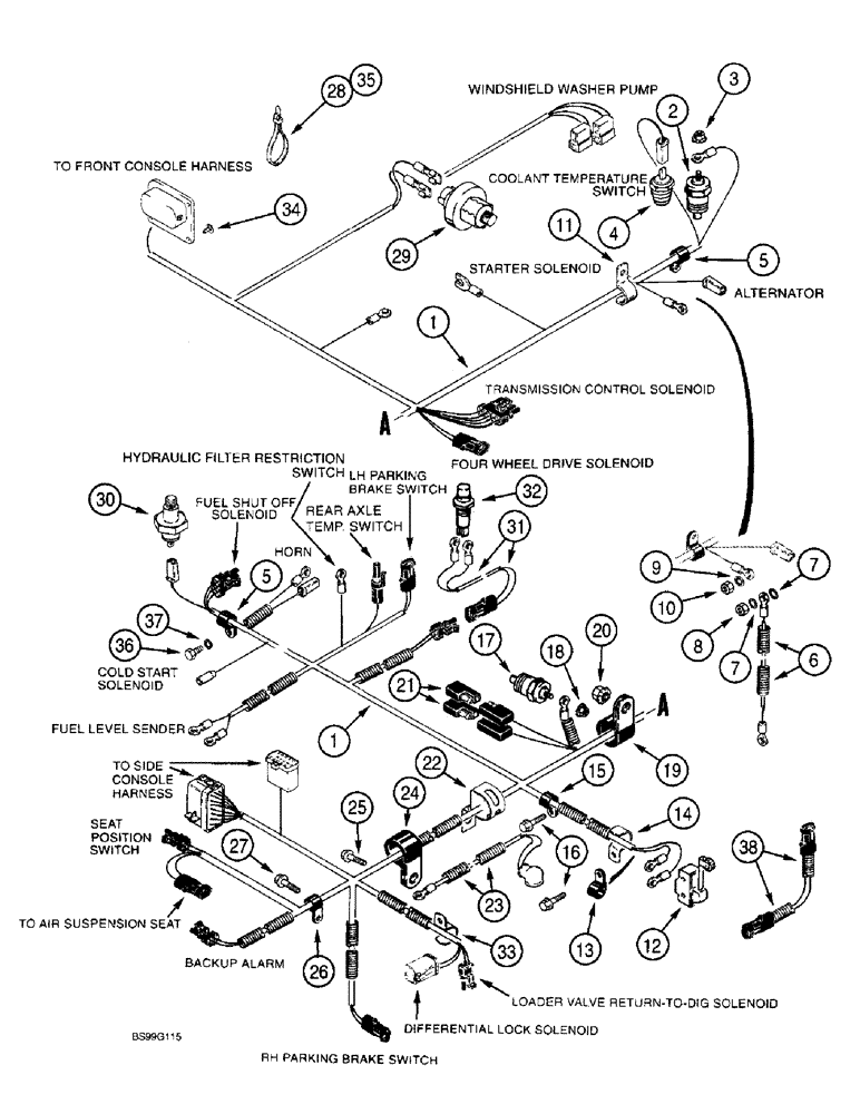 Схема запчастей Case 590SL - (4-10) - ENGINE WIRING HARNESS AND CONNECTIONS (04) - ELECTRICAL SYSTEMS