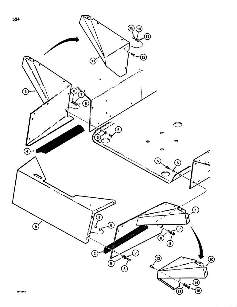 Схема запчастей Case 580D - (524) - REAR CLOSURE PANELS, MODELS WITH CANOPY (09) - CHASSIS/ATTACHMENTS