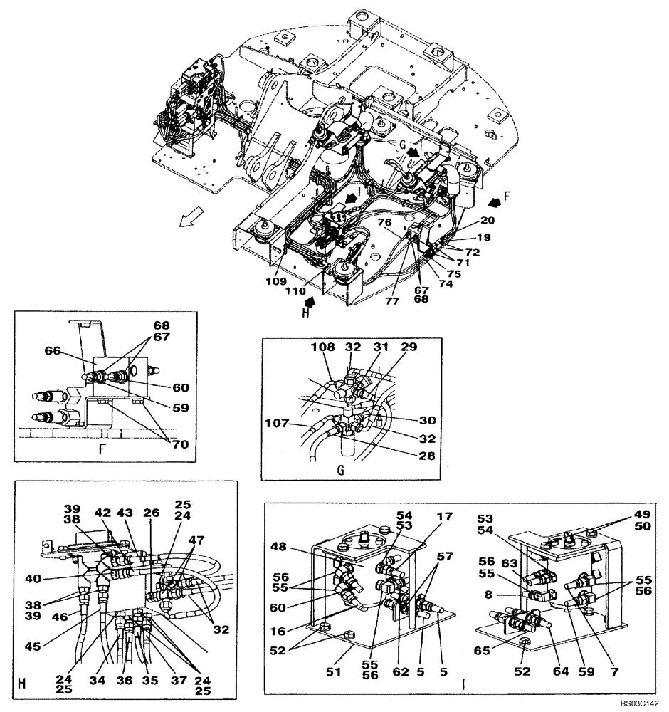 Схема запчастей Case CX75SR - (08-35) - PILOT CONTROL LINES - MODELS WITH CONTROL SELECTOR VALVE (08) - HYDRAULICS