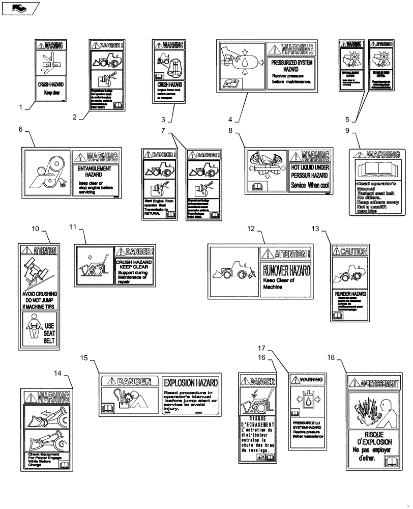 Схема запчастей Case 721F - (90.108.06) - DECALS - FRENCH CANADIAN (90) - PLATFORM, CAB, BODYWORK AND DECALS