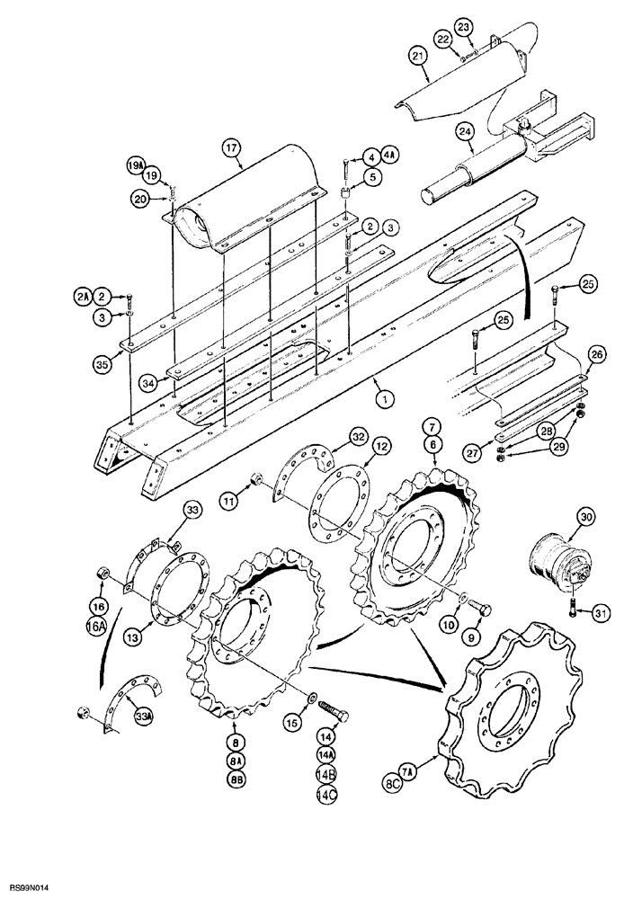 Схема запчастей Case 850G - (5-02) - TRACK FRAMES AND RELATED PARTS (RIGHT-HAND TRACK SHOWN IN ILLUSTRATION) (04) - UNDERCARRIAGE