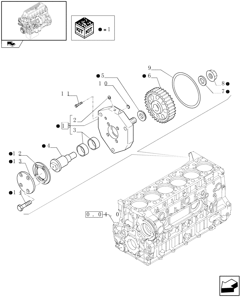 Схема запчастей Case F3AE0684P E909 - (0.35.0) - AUXILIARY DRIVE GEAR & COVER (500387625) 