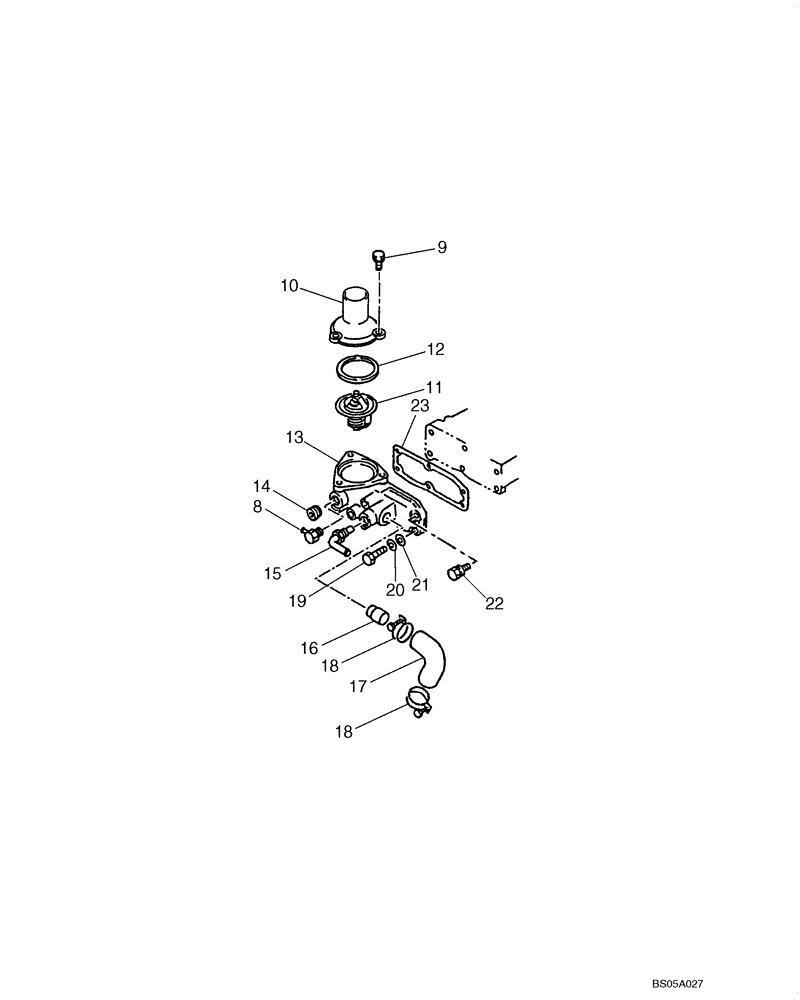 Схема запчастей Case CX225SR - (02-08) - WATER CIRCUIT - THERMOSTAT (02) - ENGINE