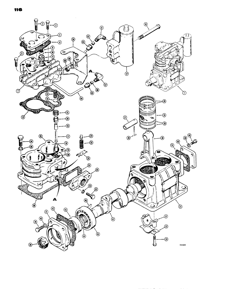 Схема запчастей Case W14 - (116) - L52092 AIR COMPRESSOR (TU-FLO 300), USED BEFORE TRACTOR S/N 9119152 (09) - CHASSIS