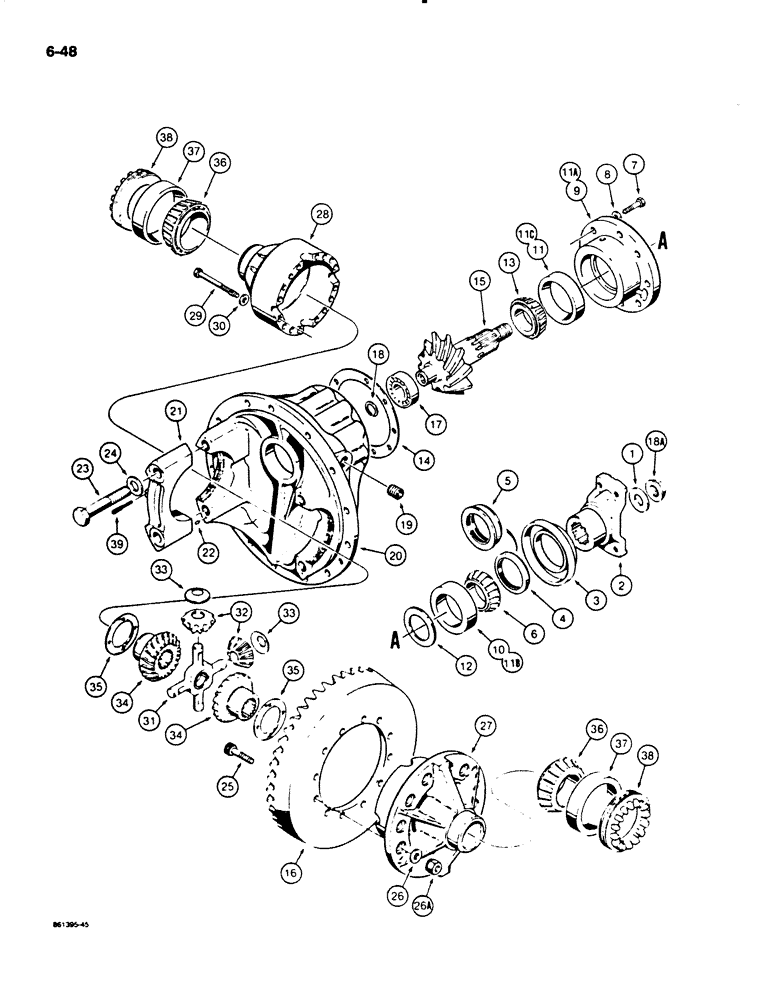 Схема запчастей Case W20C - (6-48) - W18B FRONT AND REAR AXLE DIFFERENTIAL (06) - POWER TRAIN