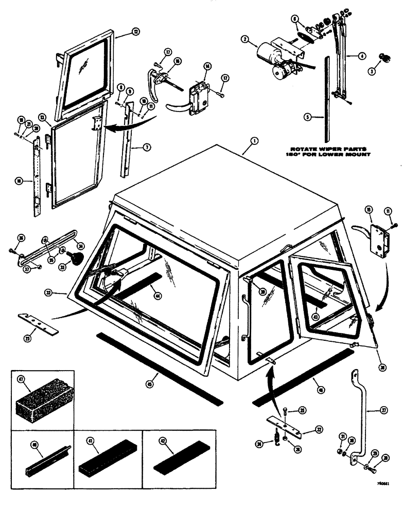 Схема запчастей Case W26B - (338) - L50872 OPERATORS CAB DOORS, WINDOWS AND RELATED PARTS (09) - CHASSIS
