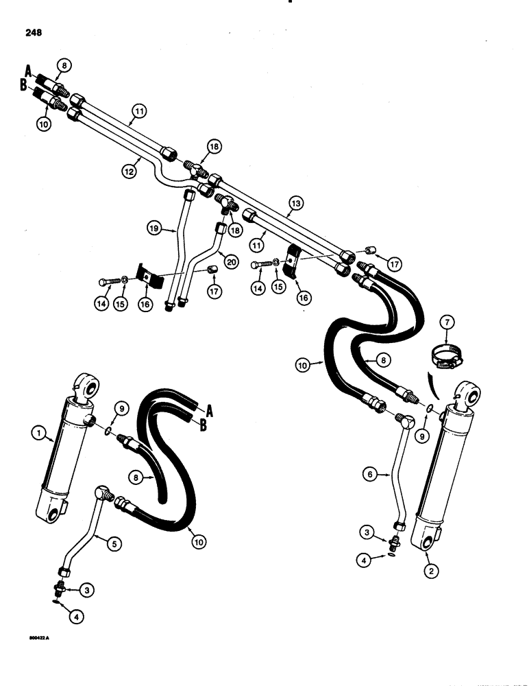 Схема запчастей Case 1150C - (248) - CLAM BUCKET HYDRAULIC CIRCUIT (08) - HYDRAULICS