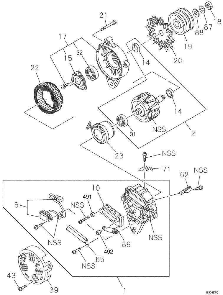 Схема запчастей Case CX75SR - (04-17) - ALTERNATOR (04) - ELECTRICAL SYSTEMS