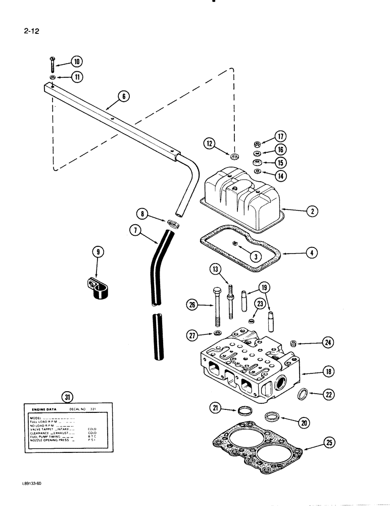 Схема запчастей Case W30 - (2-12) - CYLINDER HEAD AND COVER, 504BDT ENGINE (02) - ENGINE