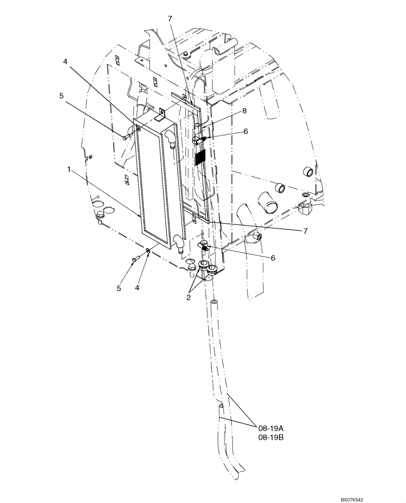 Схема запчастей Case 521E - (08-01B) - HYDRAULICS - OIL COOLER MOUNTING (08) - HYDRAULICS