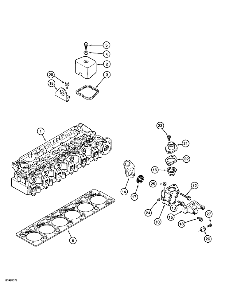 Схема запчастей Case 621B - (2-29A) - CYLINDER HEAD COVER, 6T-590 EMISSIONS CERTIFIED ENGINE, LOADER P.I.N. JEE0053350 AND AFTER (02) - ENGINE