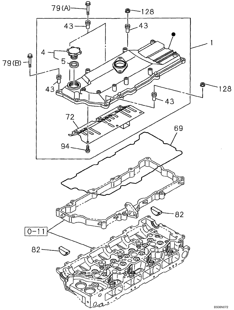 Схема запчастей Case CX240BLR - (02-08) - COVER - CYLINDER HEAD (02) - ENGINE