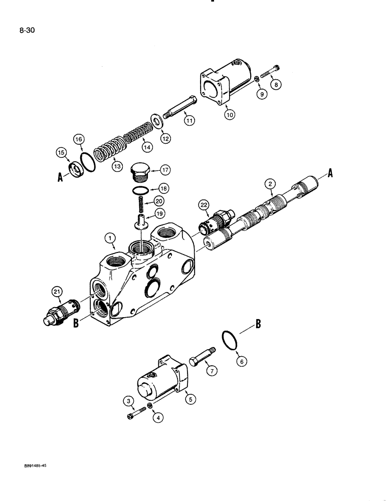 Схема запчастей Case 821 - (8-030) - LOADER BUCKET TILT SECTION - S300880 (08) - HYDRAULICS