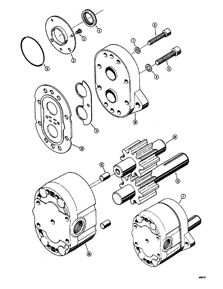Схема запчастей Case 300 - (204) - D45659 PUMP ASSEMBLY, USED ON TRACTOR SERIAL NO. 5258 AND AFTER (07) - HYDRAULIC SYSTEM