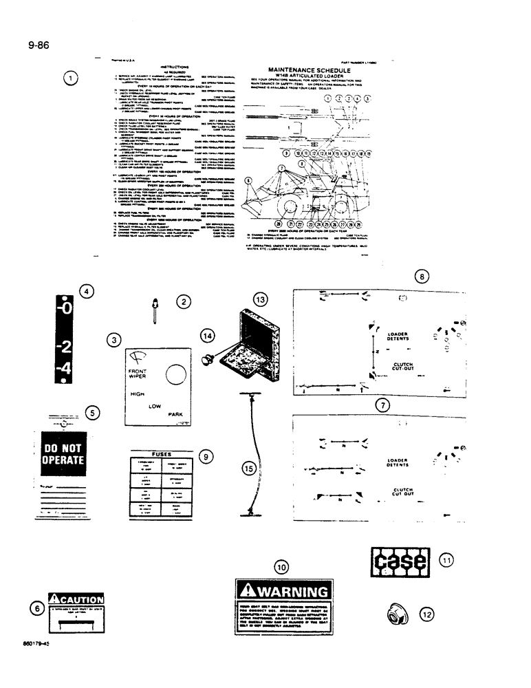Схема запчастей Case W14B - (9-86) - DECALS AND OPERATORS MANUAL BOX (09) - CHASSIS/ATTACHMENTS