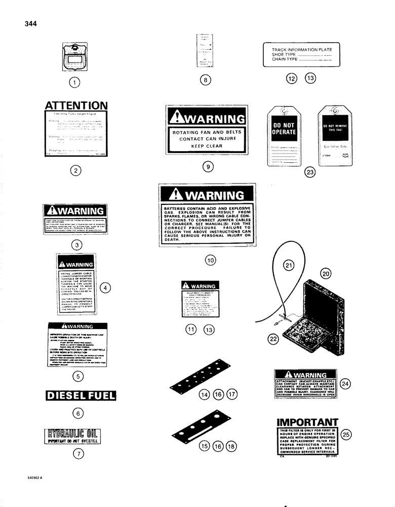 Схема запчастей Case 1080 - (344) - DECALS (90) - PLATFORM, CAB, BODYWORK AND DECALS