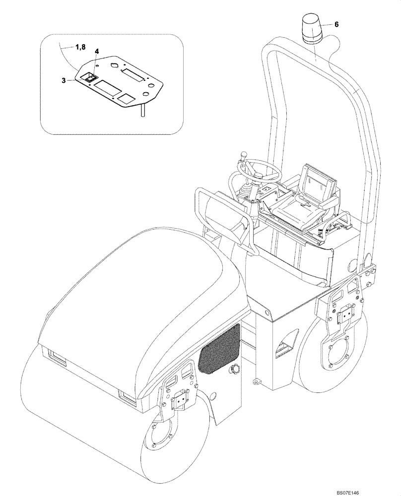 Схема запчастей Case DV202 - (04-413/124[01]) - ROTATING BEACON (GROUP 413/124) (04) - ELECTRICAL SYSTEMS