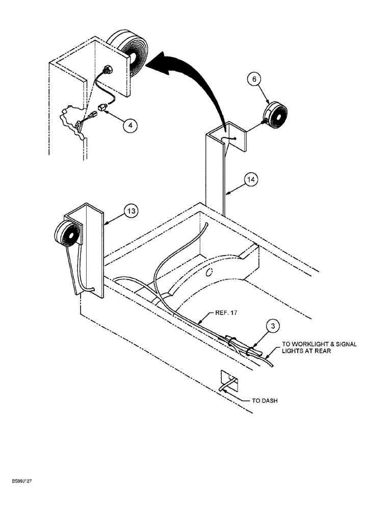 Схема запчастей Case 689G - (04-26) - OPTIONAL SIGNAL LAMP INSTALLATION (04) - ELECTRICAL SYSTEMS