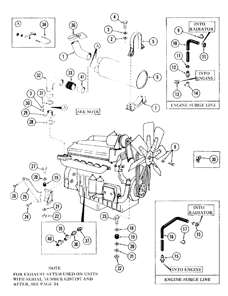 Схема запчастей Case 120 - (029) - DETROIT DIESEL 12V-71 DIESEL ENGINE, DROTT NO. S604420, AND ATTCHING PARTS (10) - ENGINE
