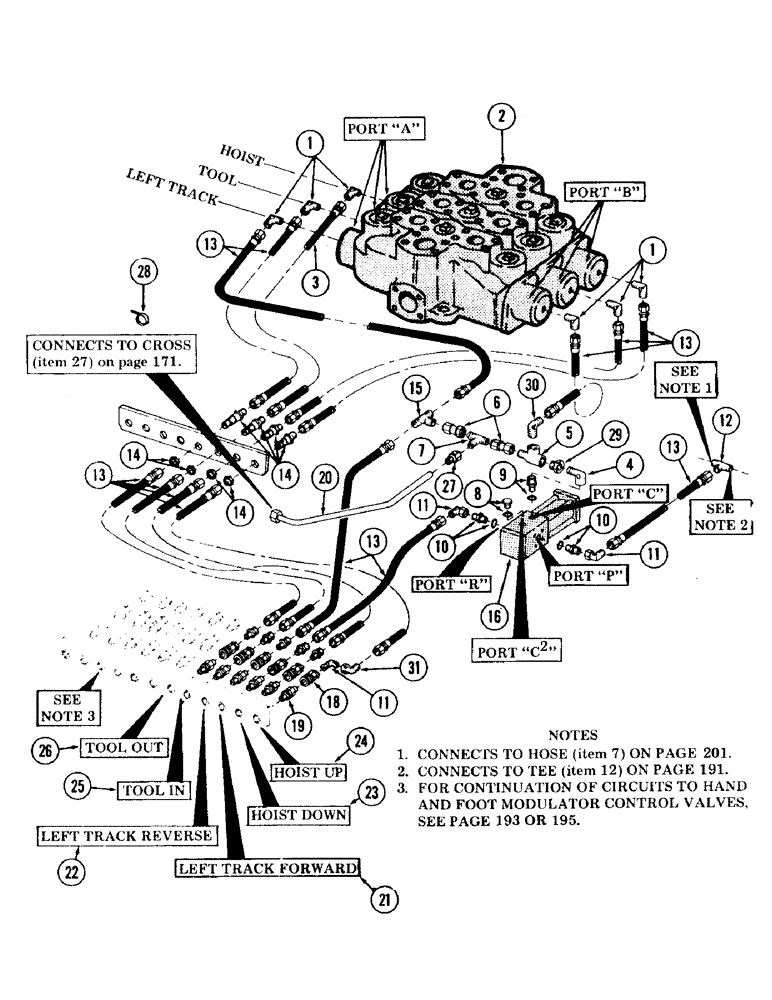 Схема запчастей Case 120 - (197) - PILOT PRESSURE CIRCUIT, BULKHEAD TO FRONT MAIN CONTROL VALVE (35) - HYDRAULIC SYSTEMS