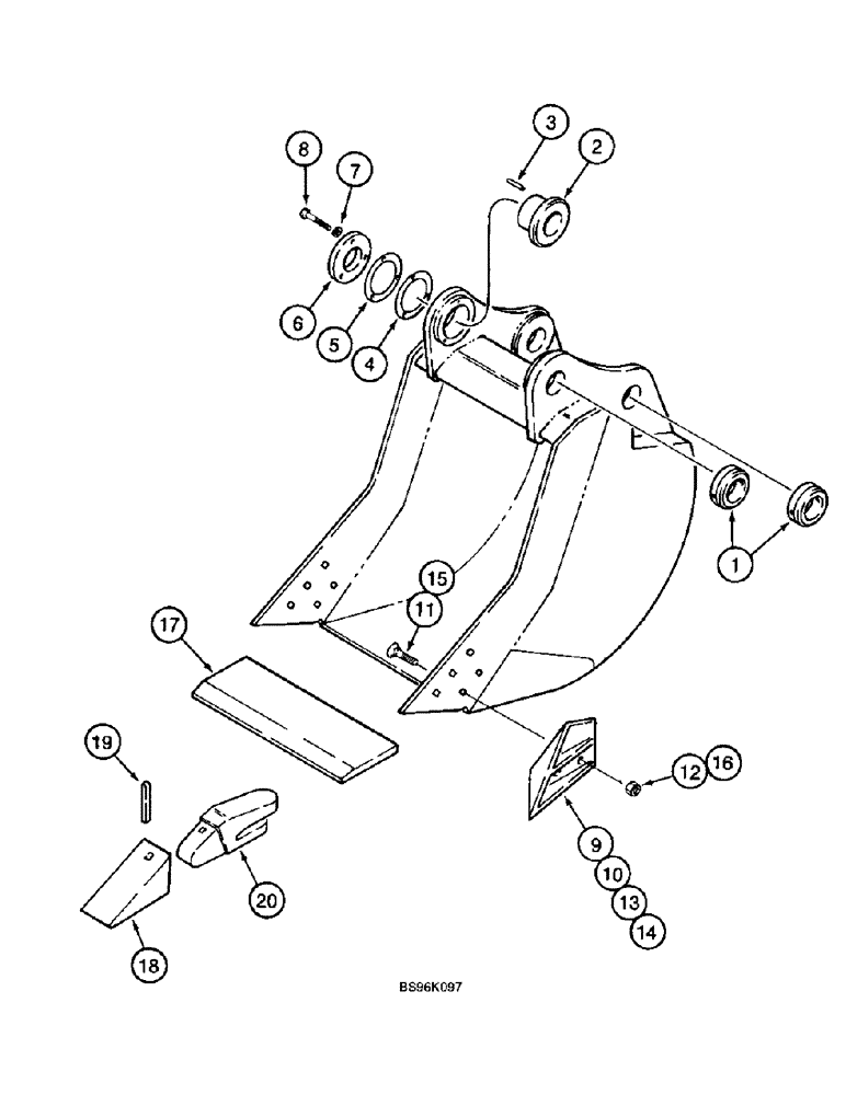 Схема запчастей Case 9040B - (9-122) - H & H BUCKETS, SEVERE DUTY (09) - CHASSIS