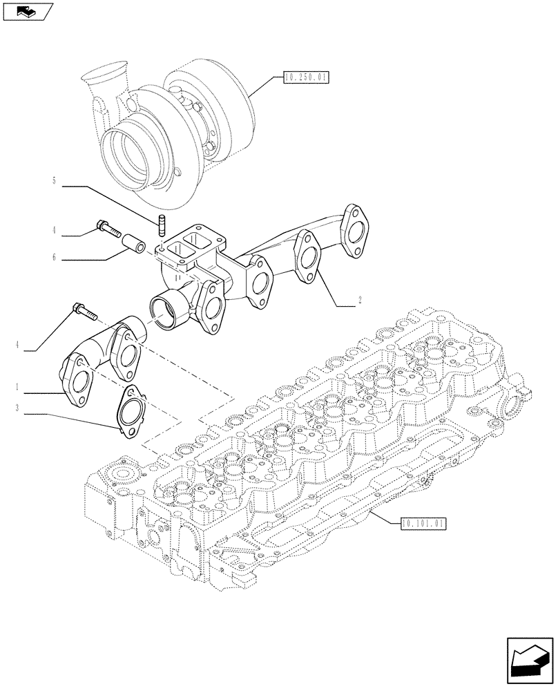 Схема запчастей Case F4HFE613F E002 - (10.254.05) - EXHAUST MANIFOLD (504088265) (10) - ENGINE