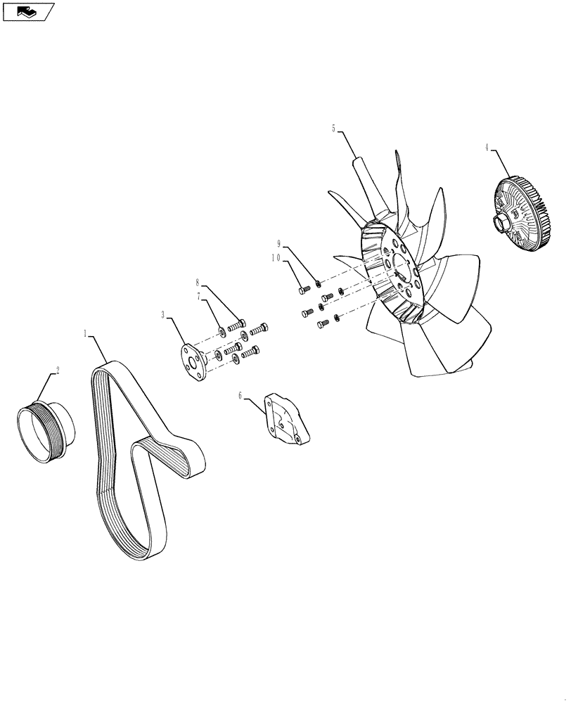 Схема запчастей Case 580SN - (10.414.01[01]) - ENGINE FAN - 9 BLADE (VISCOUS) (10) - ENGINE