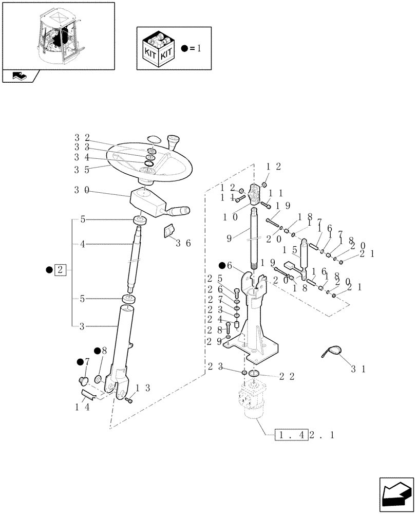 Схема запчастей Case 221E - (439[10]) - CAB: STEERING COLUMN ASSY (10) - OPERATORS PLATFORM