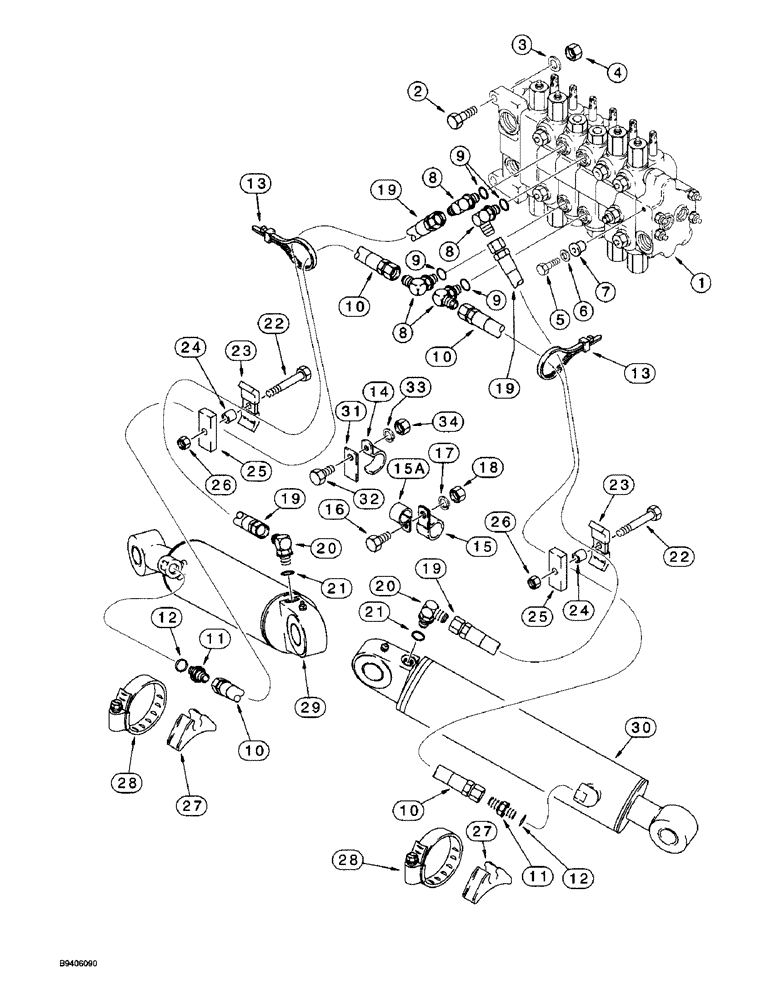 Схема запчастей Case 580L - (8-020) - BACKHOE STABILIZER CYLINDER HYDRAULIC CIRCUIT (08) - HYDRAULICS