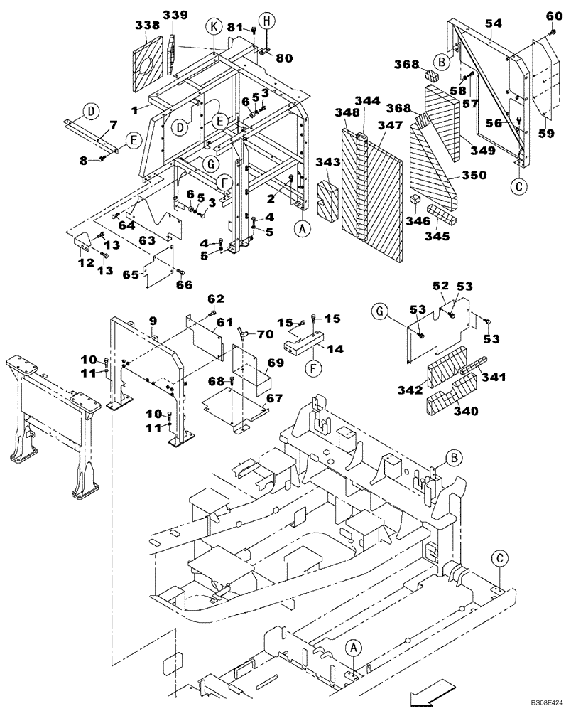 Схема запчастей Case CX700B - (09-70) - COWLING - FRAMEWORK (09) - CHASSIS