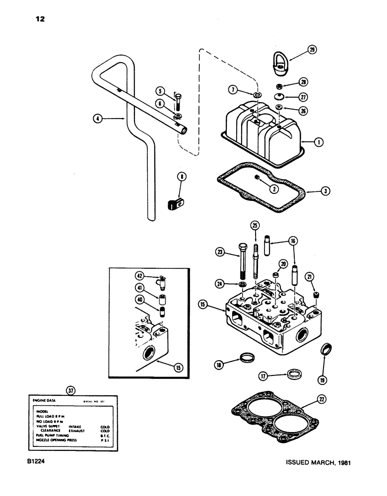 Схема запчастей Case 680E - (012) - CYLINDER HEAD AND COVER, 336 BD DIESEL ENGINE (10) - ENGINE