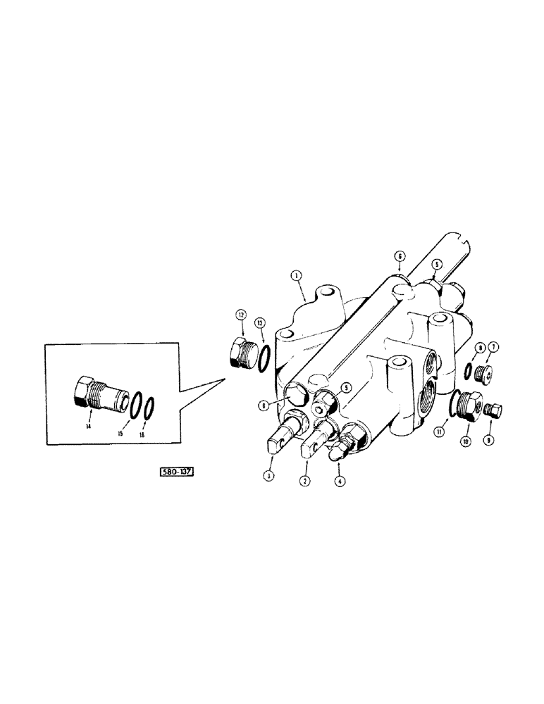 Схема запчастей Case 35 - (066) - LOADER CONTROL VALVE (2-SPOOL) 